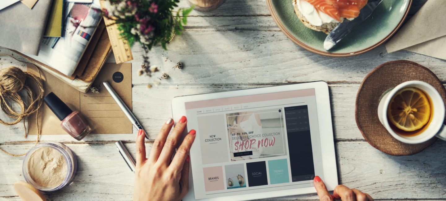 Woman shopping online on tablet