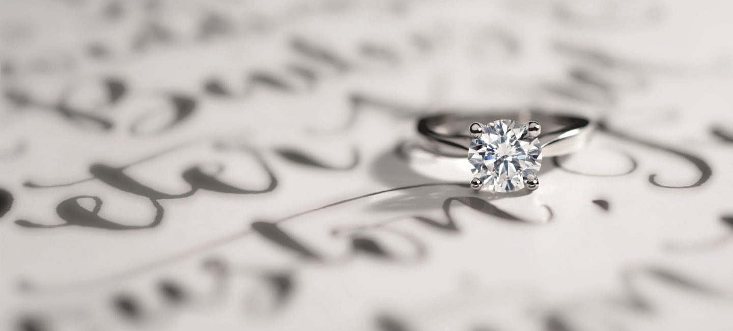Close up of Beaverbrooks solitaire diamond ring