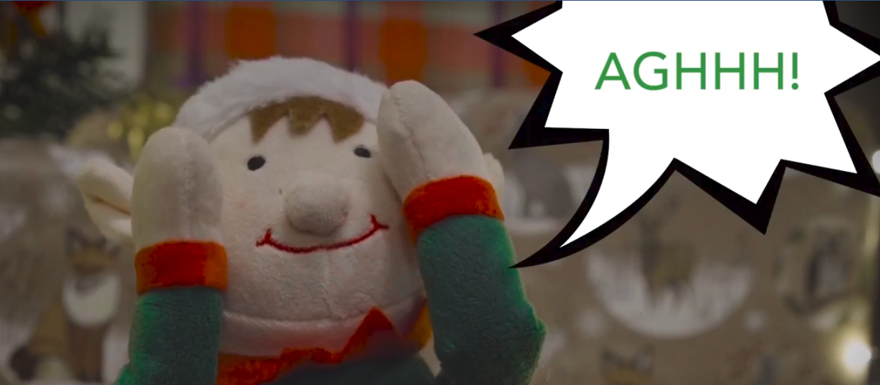 Screenshot of an elf from Dunelm's Christmas Facebook video