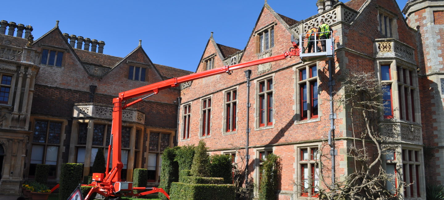 Gutters being cleaned at National Trust's Charlecote Park