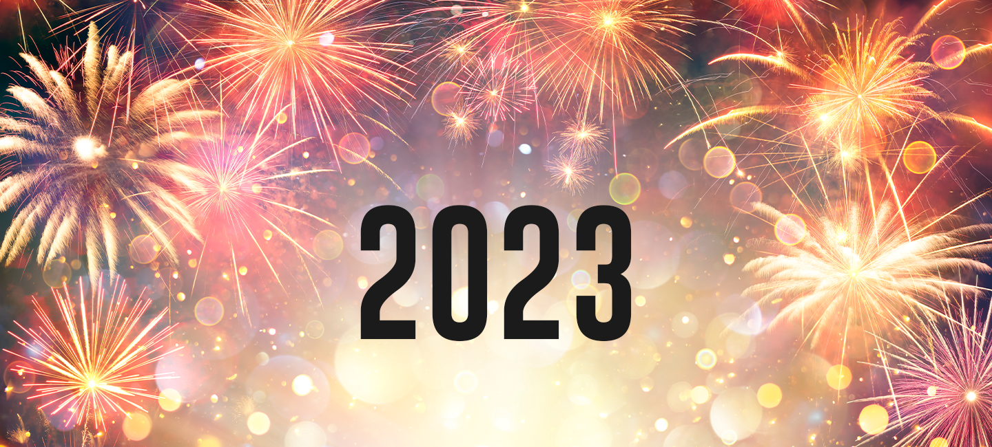 2023 against a background of fireworks