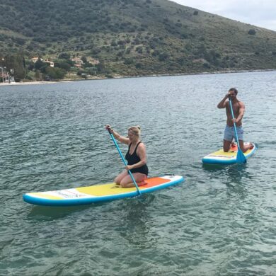 Jayne and Ben paddleboarding