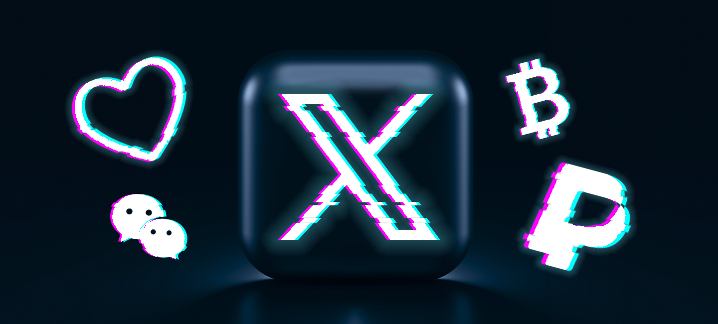 X logo on black background with other icons